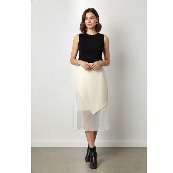 Prabal Gurung Illusion Panel Skirt, Ivory, Womens Size 2 US - Picture 1 of 5